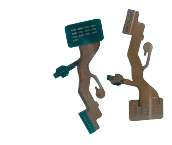 Custom 2-layer rigid-flex PCB design demonstrating flexible-to-rigid circuit integration for industrial use