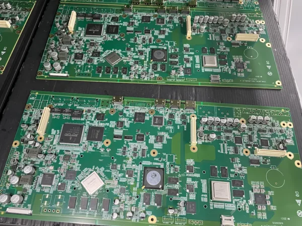 High precision industrial PCBA top view showing components