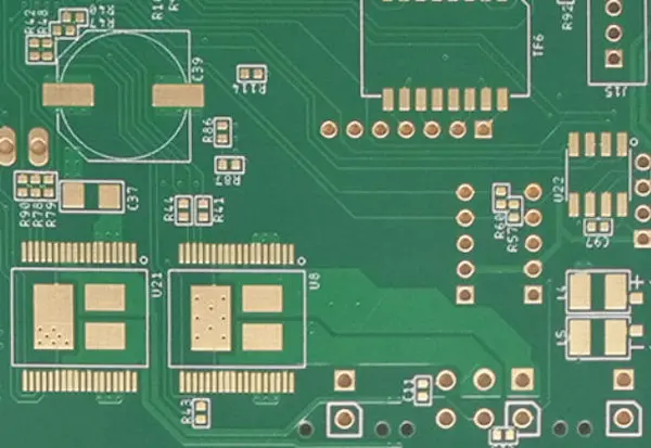 A close-up photo of ENIG Surface finish PCB produced by ACE Electronics, for a underwater robot company in Canada