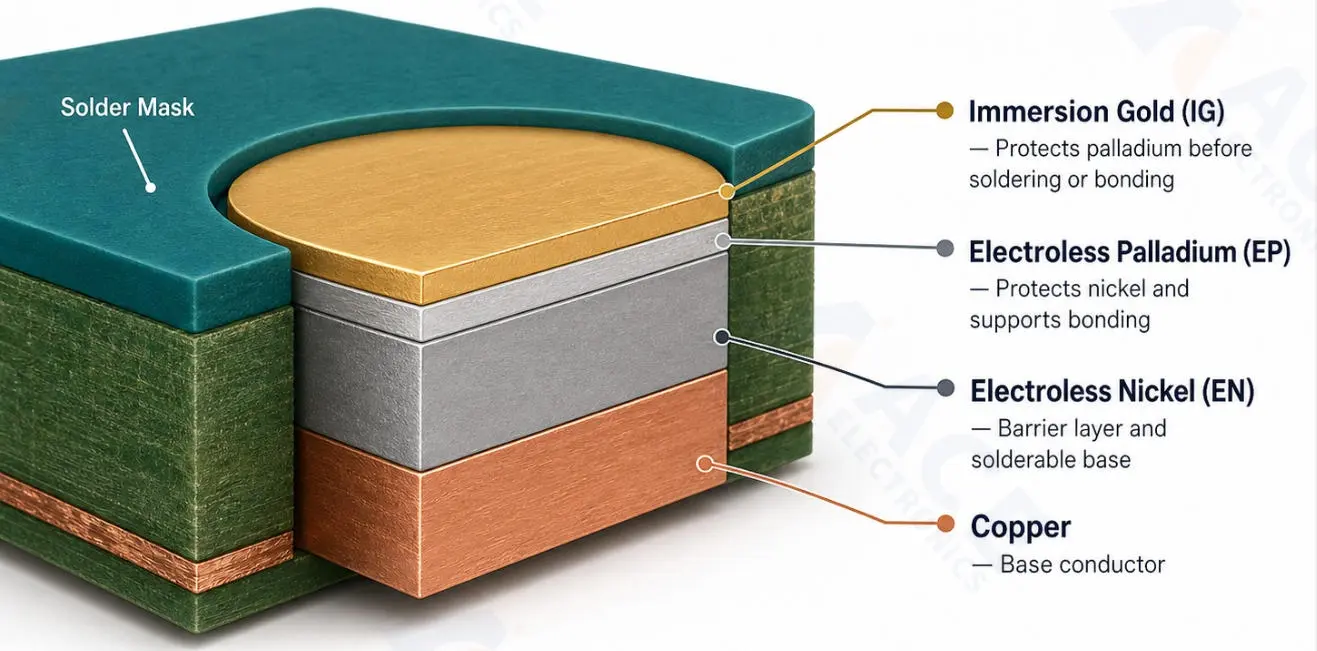 ENEPIG PCB surface finish layer structure