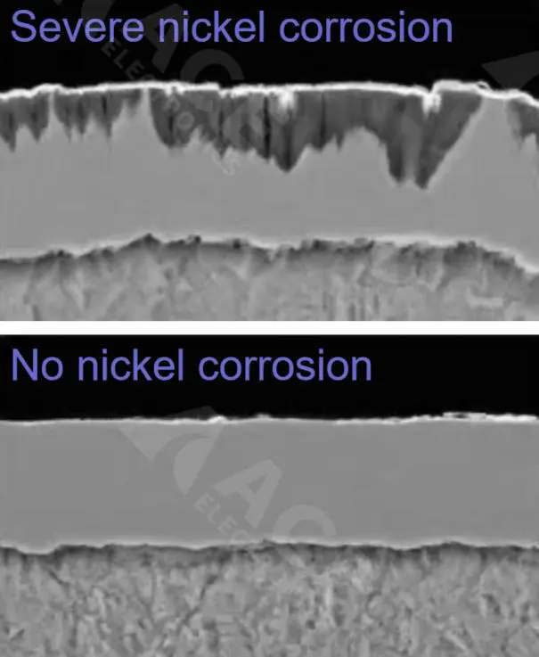 ENIG black pad nickel corrosion cross section