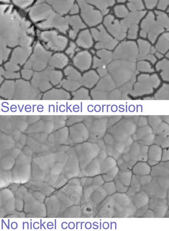 ENIG nickel surface mud crack pattern