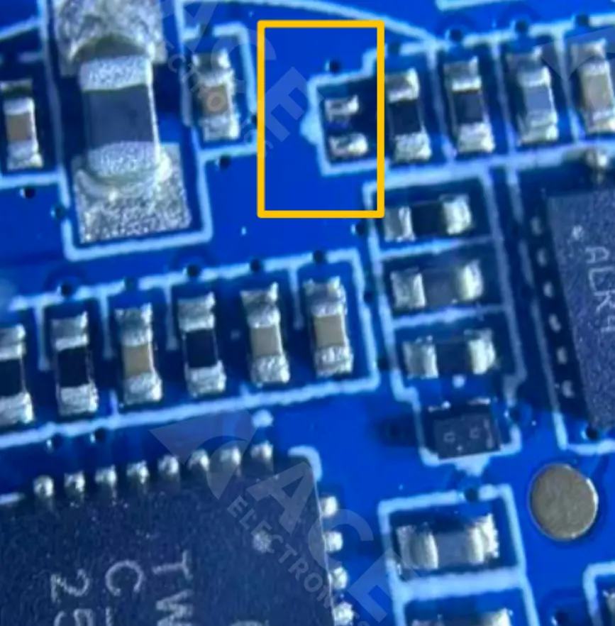 Missing component defect on an SMT PCB