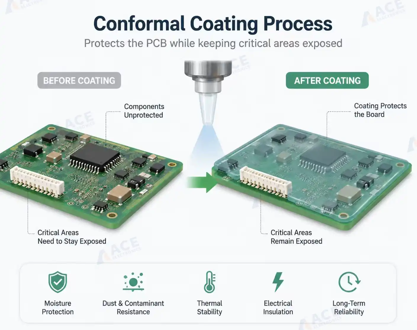 Conformal coating process for a PCB assembly