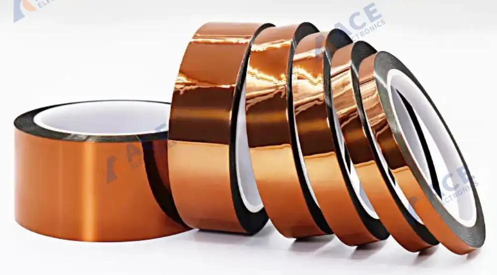 Polyimide tape masking flat PCB areas before conformal coating