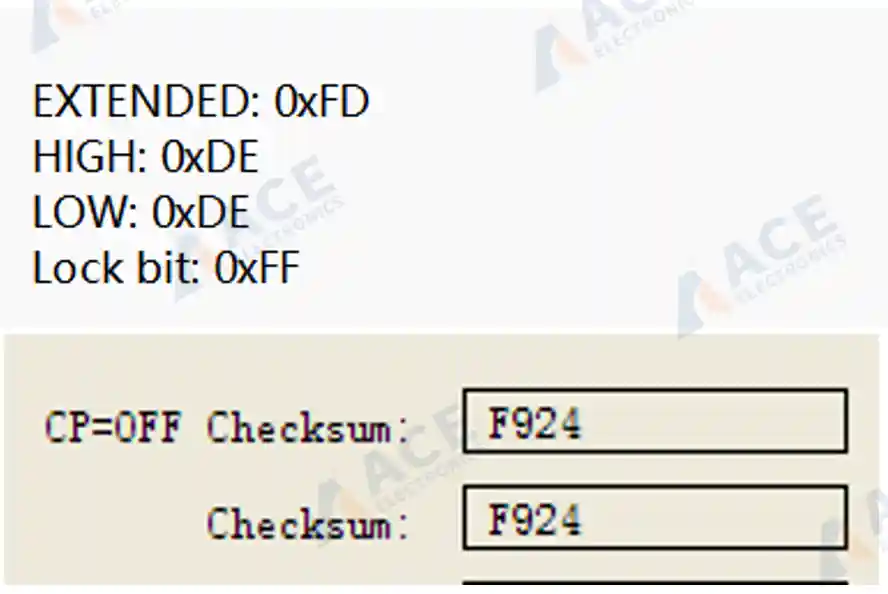 PIC fuse settings and firmware checksum confirmation before batch programming